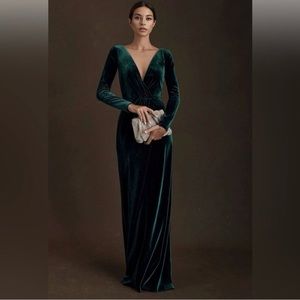 ANTHROPOLOGIE Jenny Yoo Emerald Velvet Dress